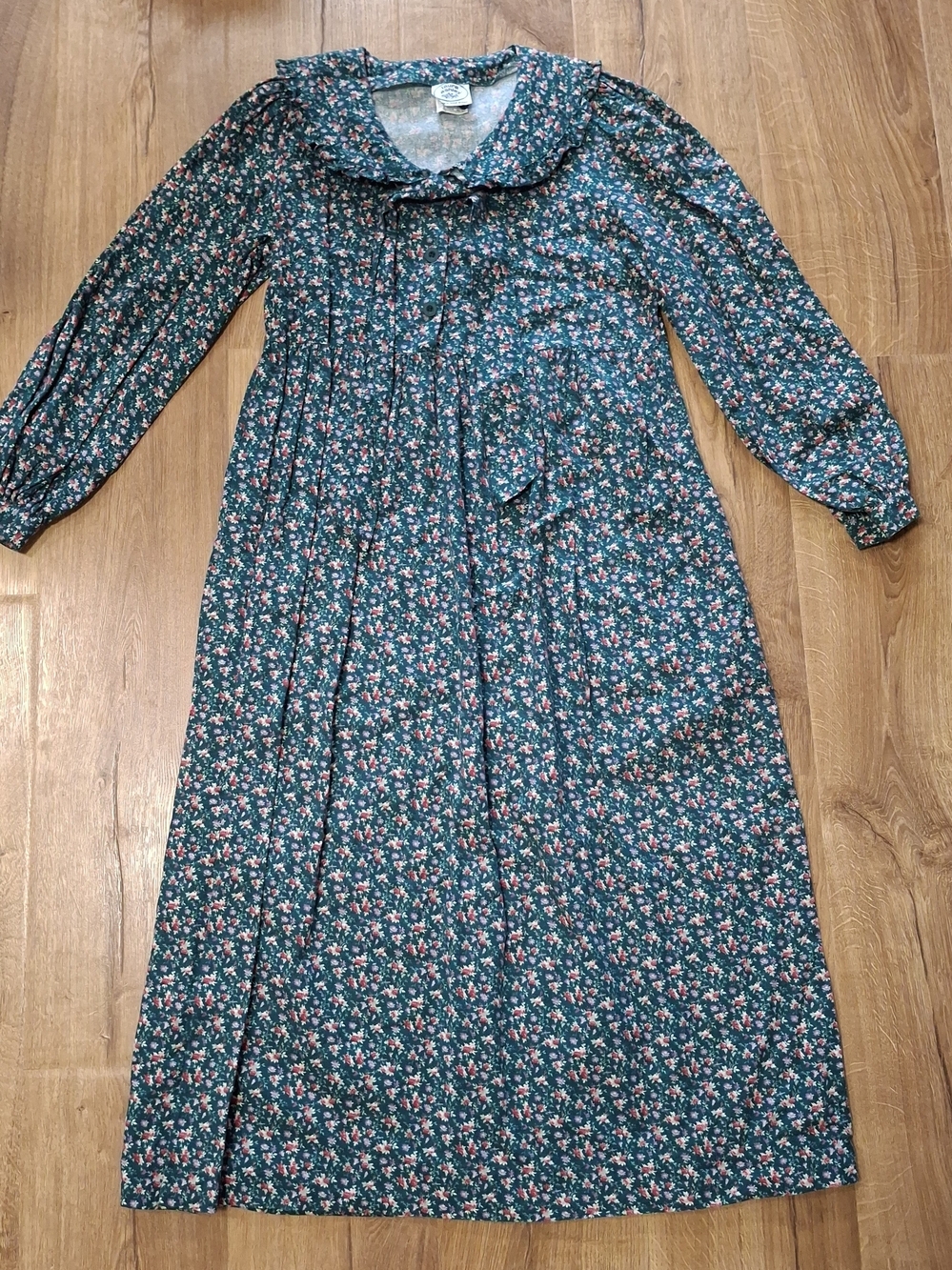 Vintage Laura Ashley Floral Prairie Peter Pan Rounded Collar Midi Dress Sz 10 Us